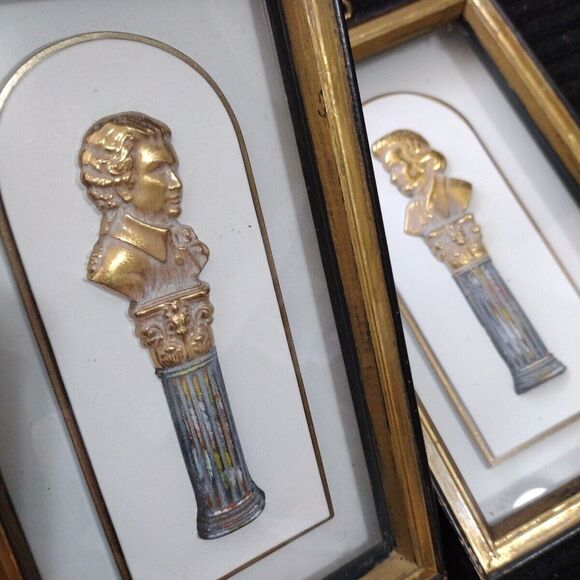Vintage Turner Wall Accessory Framed Art Set of 2 Pedestal Busts MCM Wall Decor - Picture 3 of 11